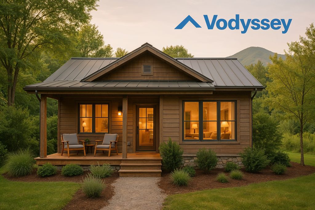 Charming modern vacation rental home surrounded by greenery and mountain views, representing STR investing success
