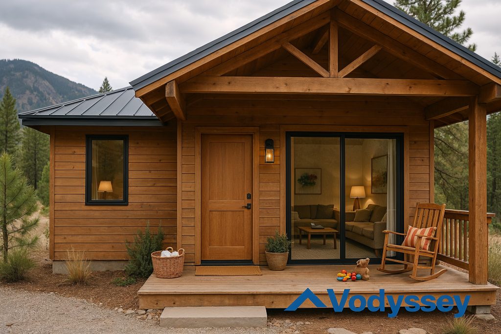 Modern cozy vacation rental home with warm wood accents and inviting design