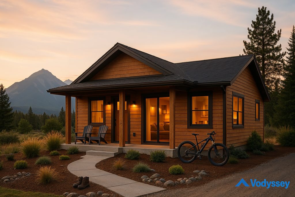 Beautiful inviting short-term rental home in scenic mountain setting with welcoming porch