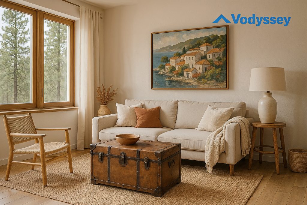 Beautifully designed vacation rental living room reflecting intentional short-term rental design