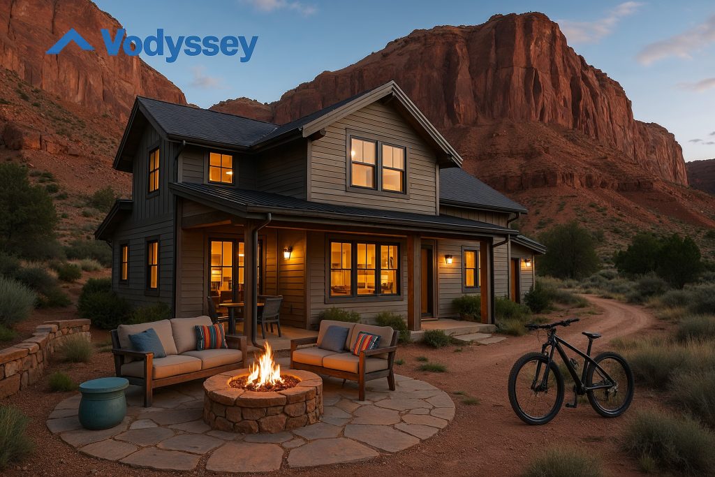 Beautiful Utah vacation home nestled against red rocks, embodying a lifestyle asset for smart STR investors